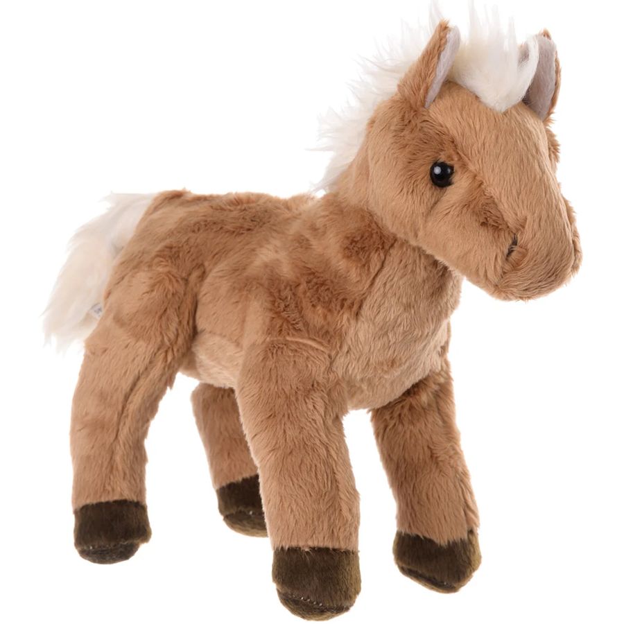 Plush horse toy on a white background