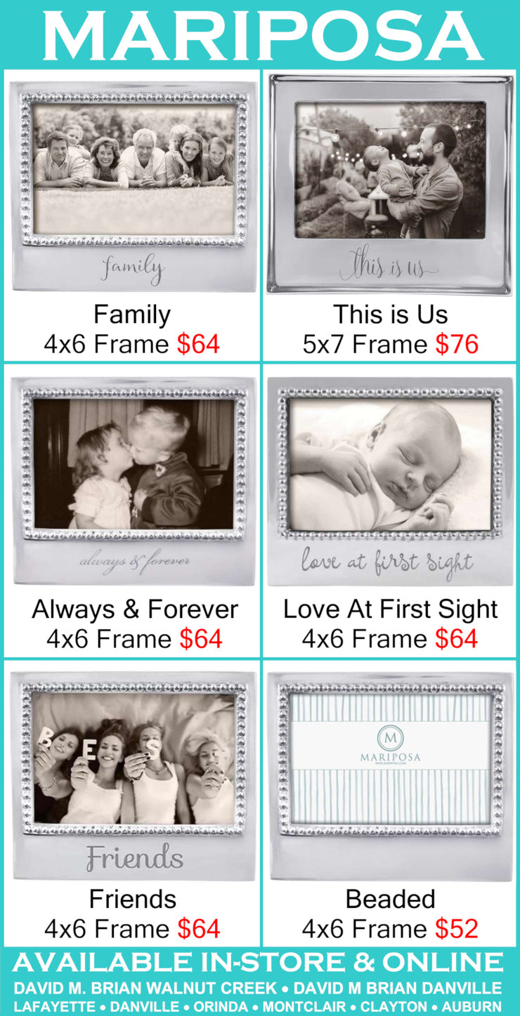 Marposa photo frame collection with various designs and prices.