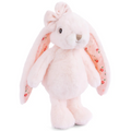 Plush bunny toy with floral ear accents on a white background