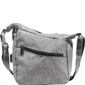 Gray shoulder bag with a strap on a white background