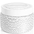 White container with geometric pattern and 'Volcano' branding on a white background