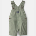 Green overalls with a brand logo on a white background