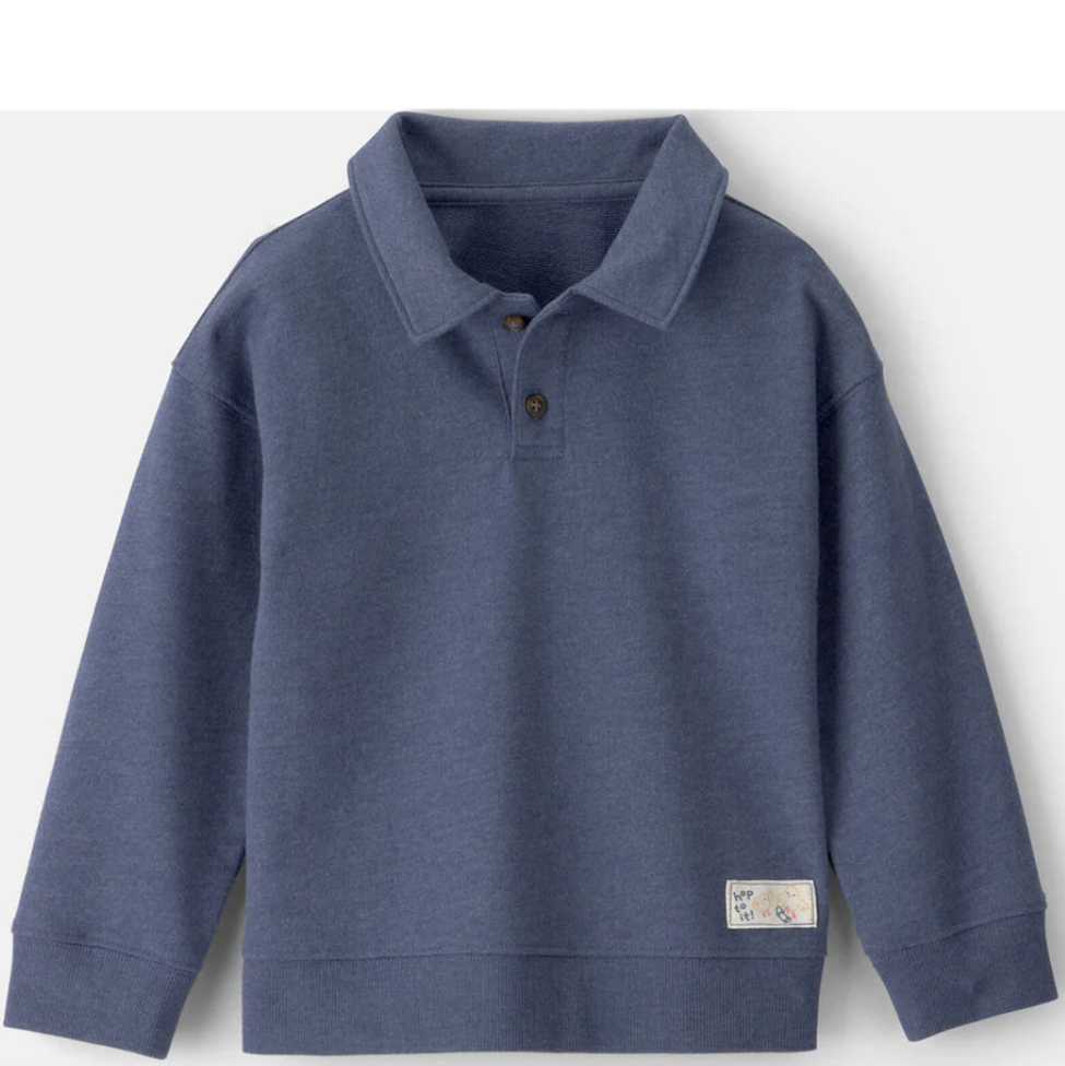 Blue sweater with a collar on a white background