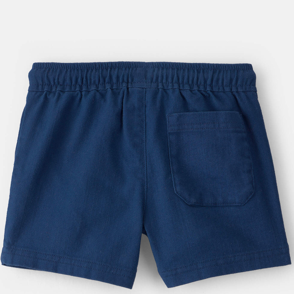 Blue shorts with a pocket on a white background