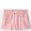 Pink shorts with ice cream cone patterns on a white background