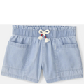 Light blue shorts with a drawstring on a white background
