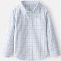 Blue and white checkered shirt on a light gray background