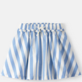 Blue and white striped skirt on a light gray background