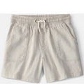 Beige shorts with a drawstring on a white background