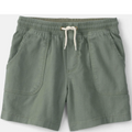 Green shorts with a drawstring on a white background