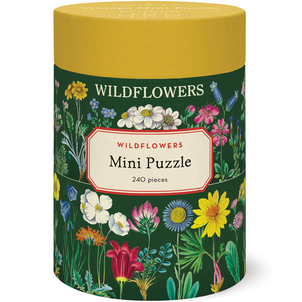 cylindrical puzzle box with floral design and yellow lid