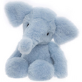 Blue plush elephant toy on a white background