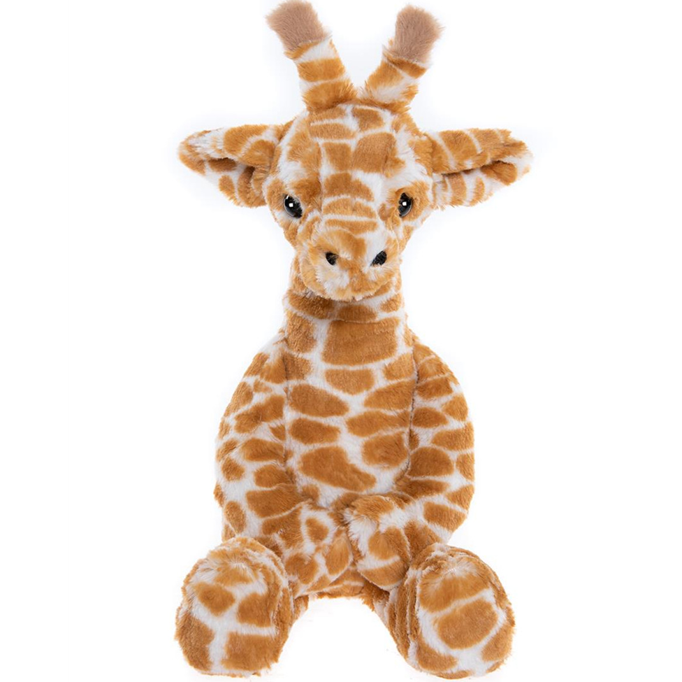 Plush giraffe toy on a white background