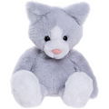 Plush toy cat with a white chest on a white background
