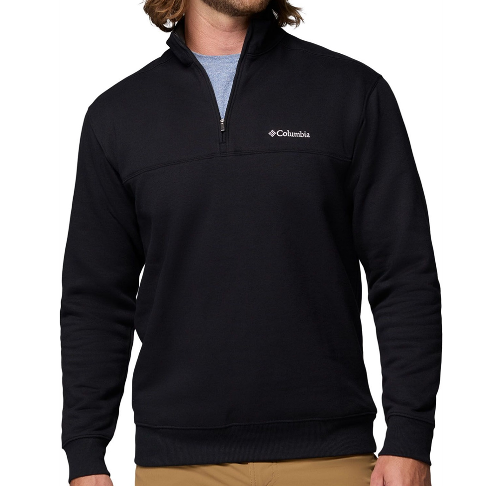 Black pullover with Columbia logo on a white background