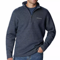 Navy blue pullover with Columbia logo on a white background