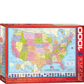 Puzzle box featuring a map of the United States with colorful states and Eurographics branding.