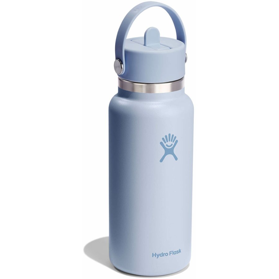 Blue Hydro Flask water bottle on a white background