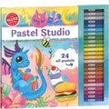 Klutz Pastel Studio set with colorful pastels and a book featuring illustrations.