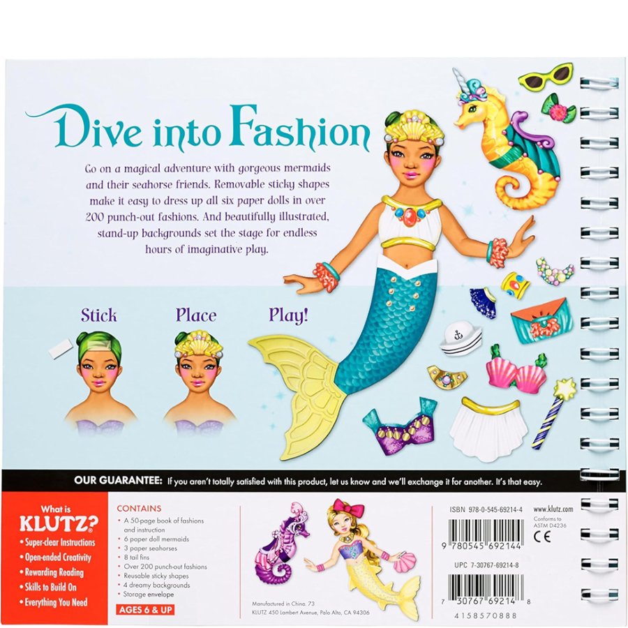 Mermaid dress-up toy set with accessories on a packaging background