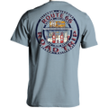 Gray t-shirt with Route 66 graphic on the back against a white background