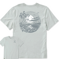 Light gray t-shirt with a tropical graphic on the back, displayed on a white background.