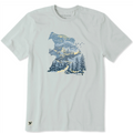 Light gray t-shirt with a graphic of a bear and forest design on a white background