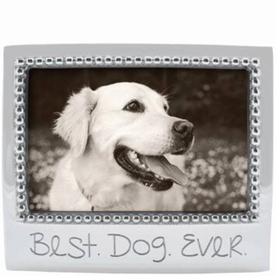 Decorative picture frame with a dog photo and 'Best Dog Ever' text