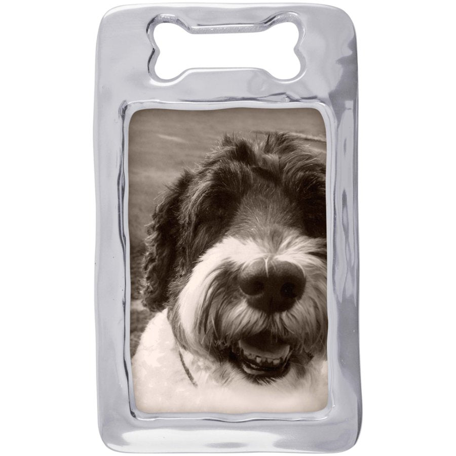 Dog bottle opener with a photo of a dog on a white background