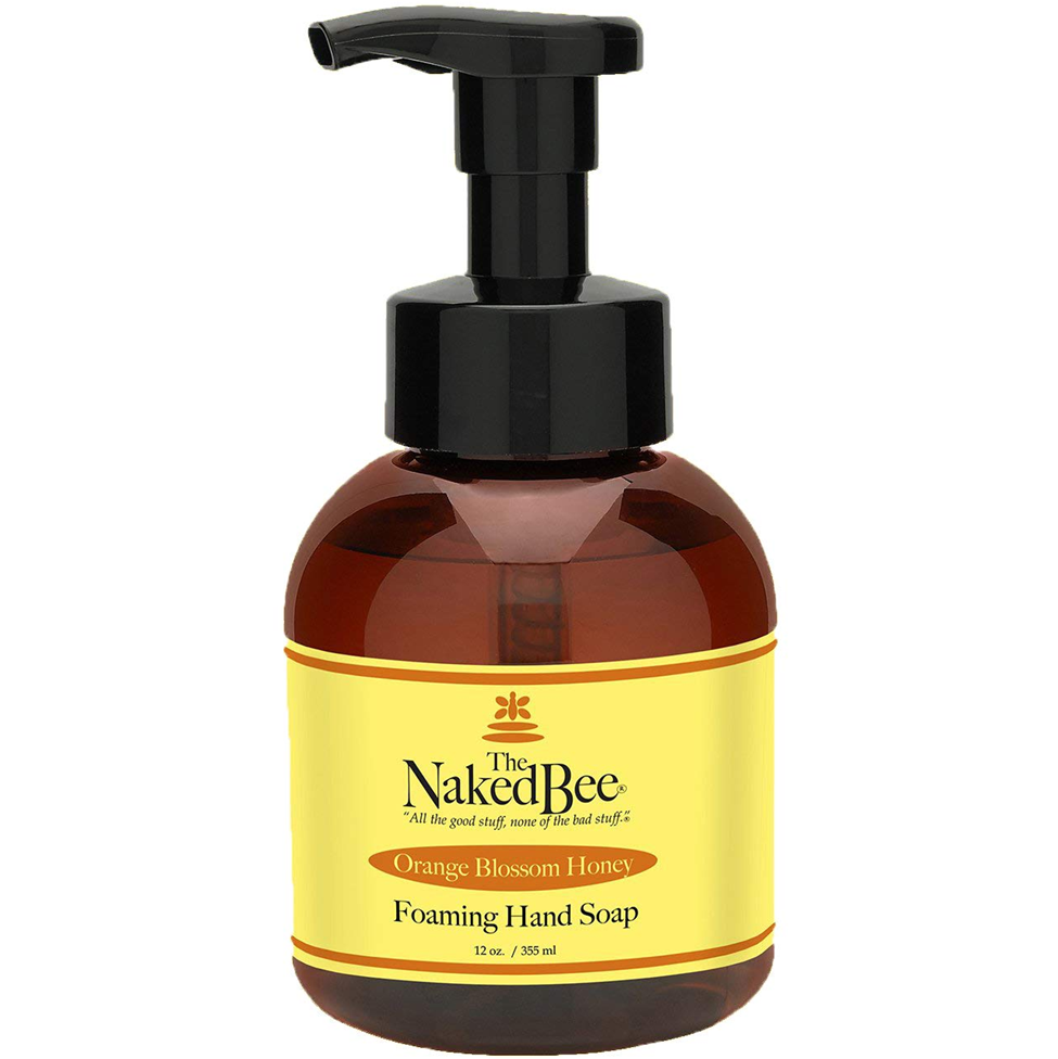 Naked Bee foaming hand soap bottle with pump on a white background