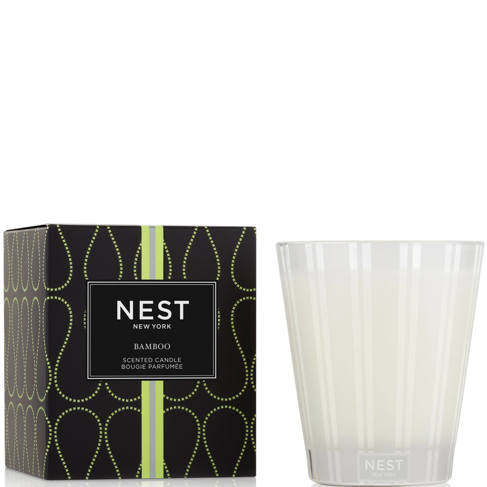 NEST New York bamboo scented candle and packaging on a white background