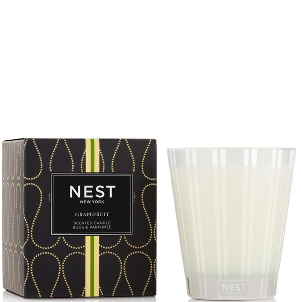 NEST New York grapefruit scented candle and packaging on a white background