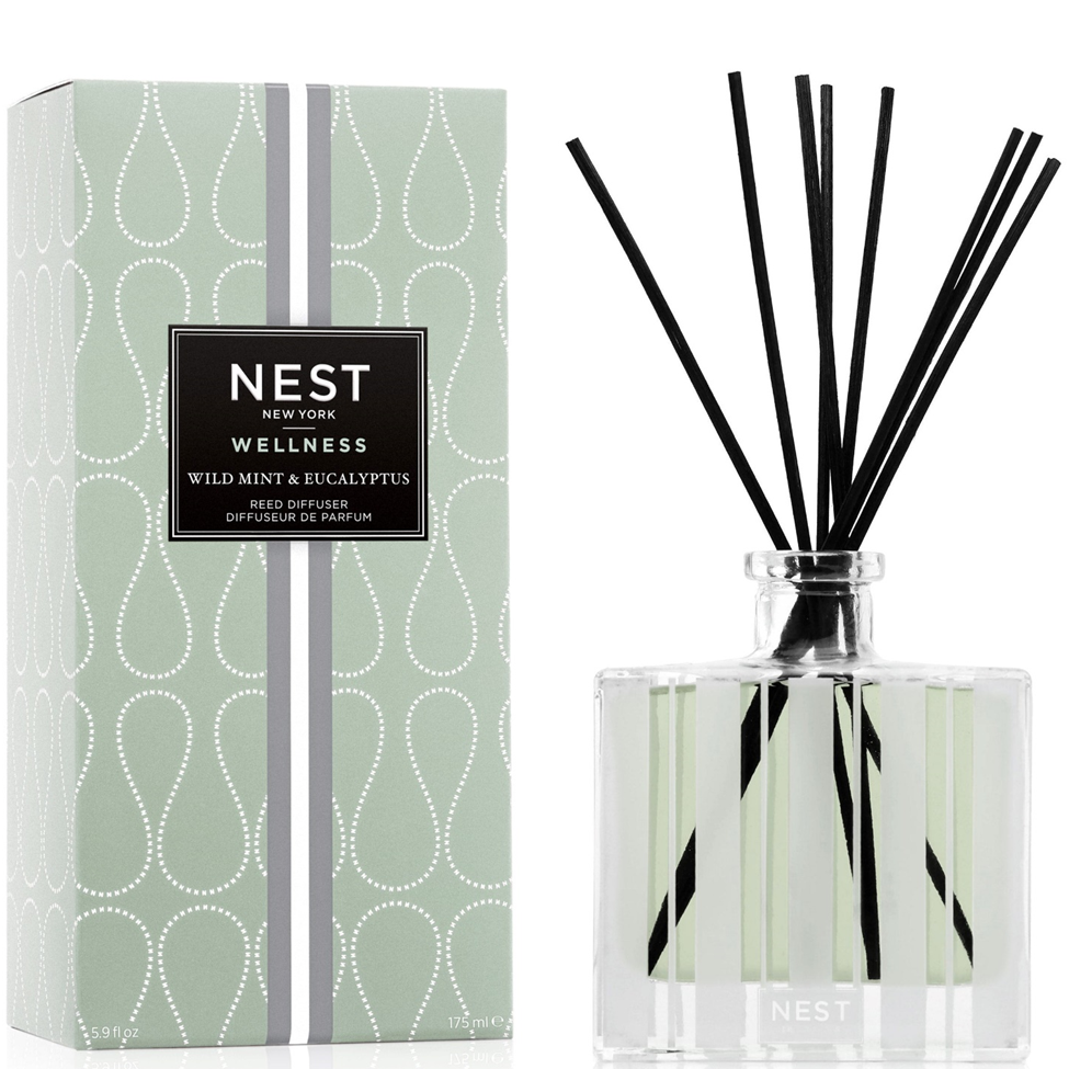 NEST New York diffuser with packaging featuring black text and white patterns.