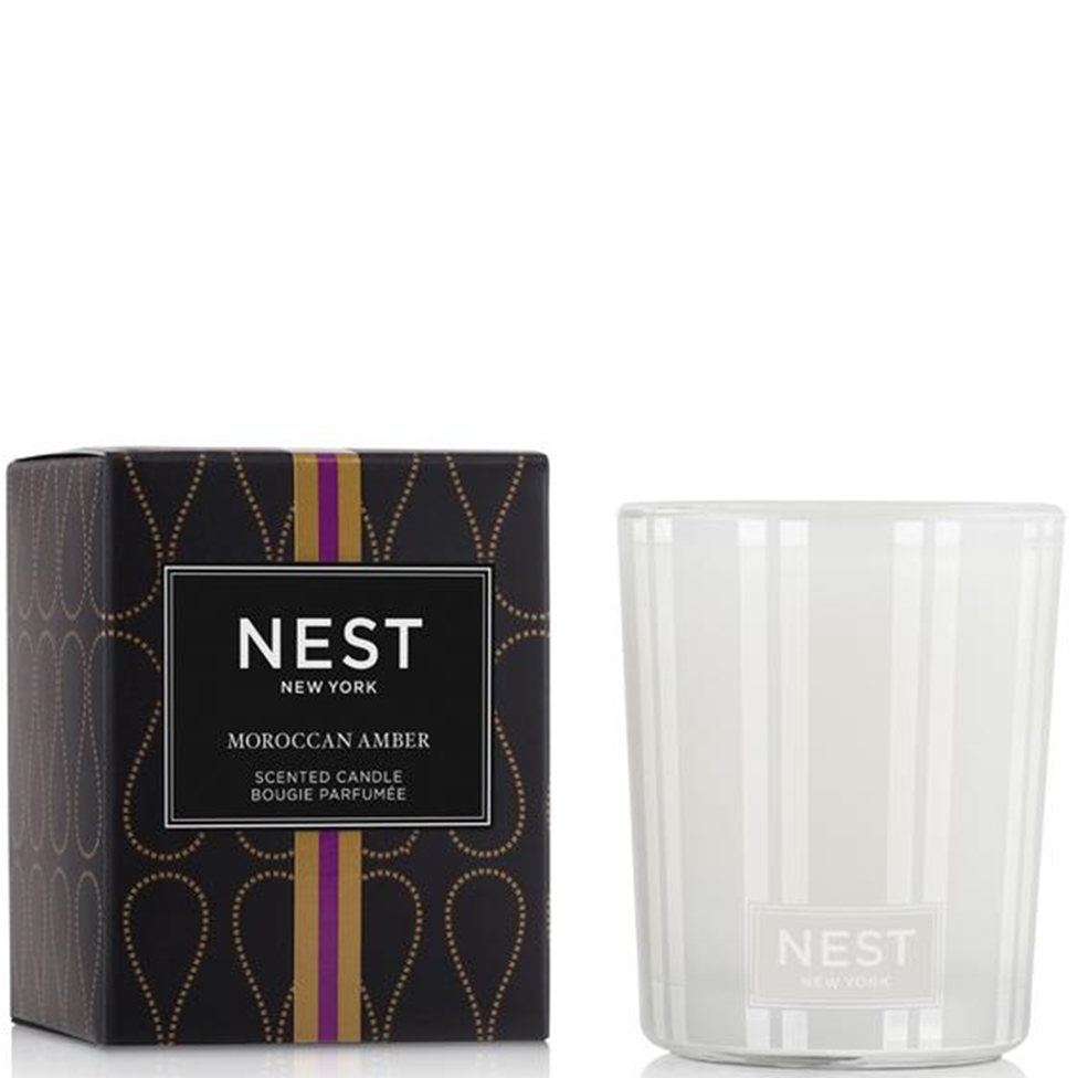 Nest New York Moroccan Amber scented candle with packaging on a white background