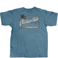 Blue t-shirt with 'Old Guys Rule' graphic on a white background