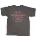 Gray t-shirt with 'Old Guys Rule' text design on a white background