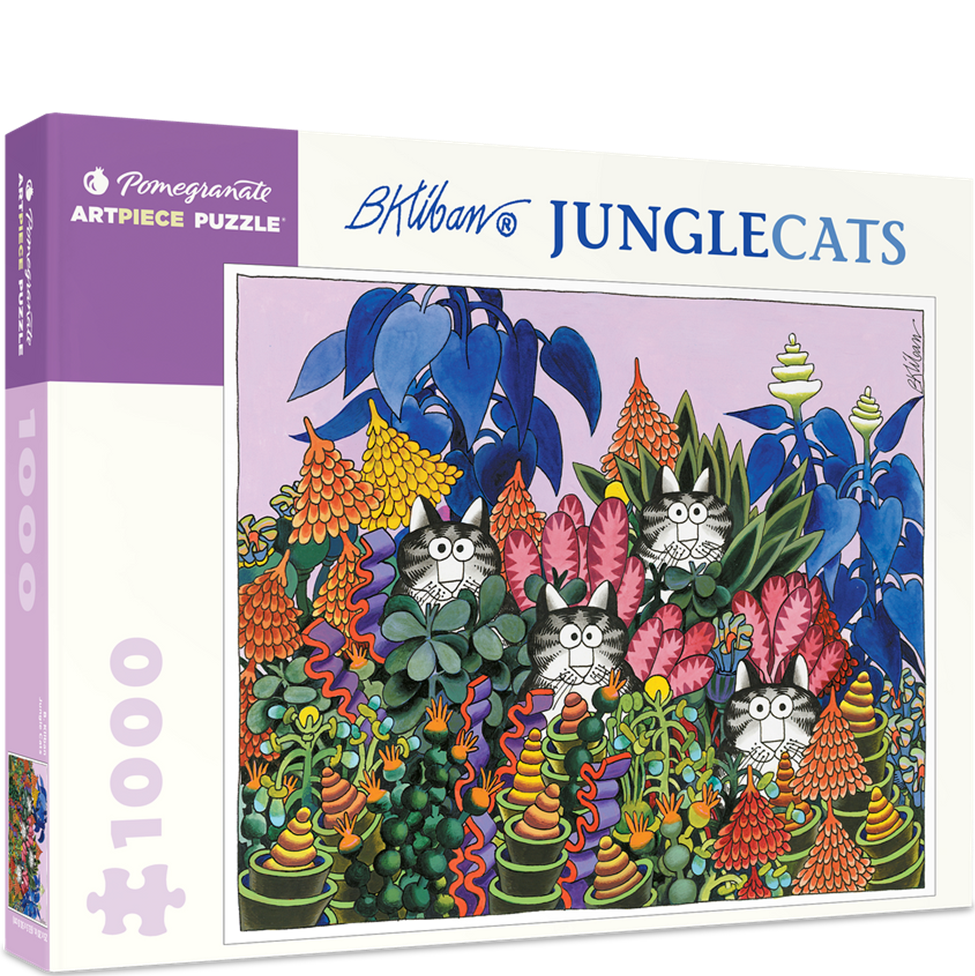 Jungle cats puzzle box with colorful design and 'B.Kliban' branding