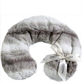 Gray plush neck pillow with a white ribbon and 'Sonoma' label on a white background