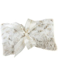 Fluffy white blanket with a bow and 'Lavender' branding on a white background