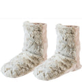 Pair of fluffy socks on a white background