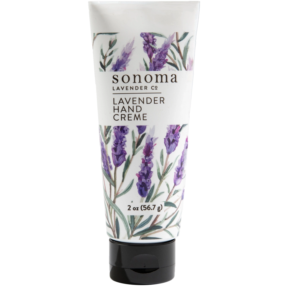 Sonoma Lavender Co. Lavender Hand Creme tube with lavender design on a white background