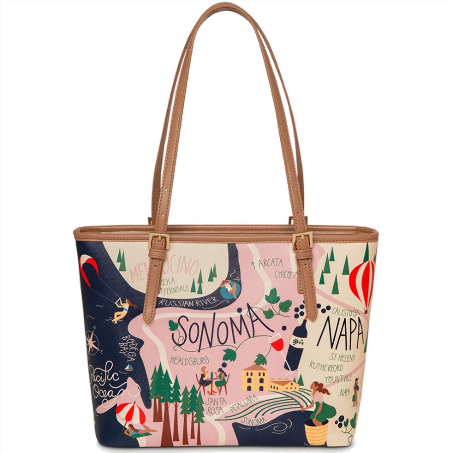Tote bag with Sonoma and Napa design on a white background