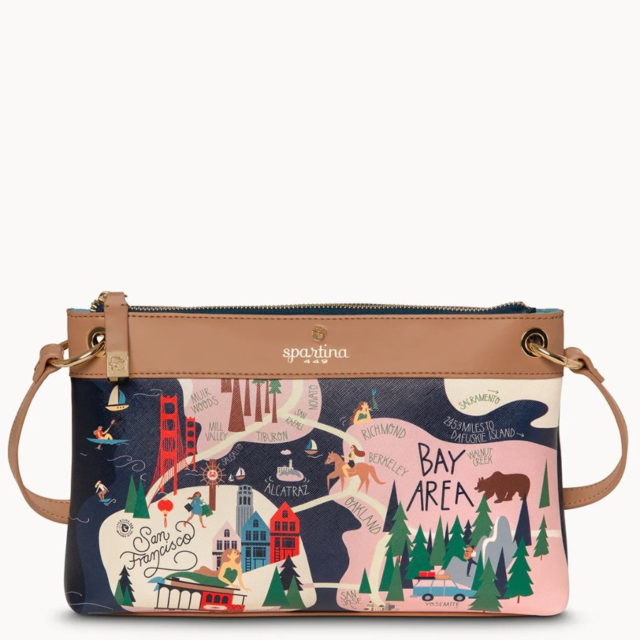 Purse with Bay Area-themed design on a white background