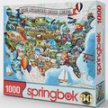 Springbok puzzle box featuring a map of America with various attractions