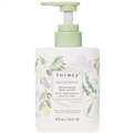 Thymes Eucalyptus body lotion bottle with pump on a white background