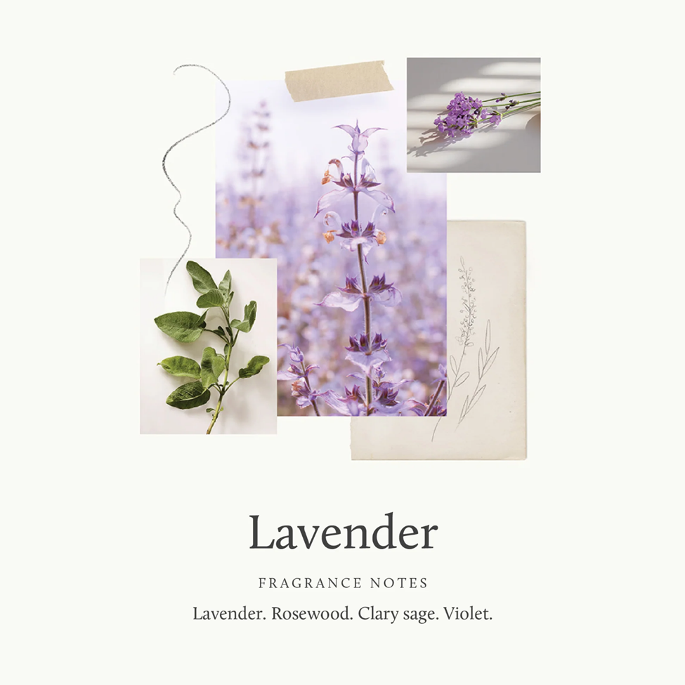 Collage of lavender images with text on a white background