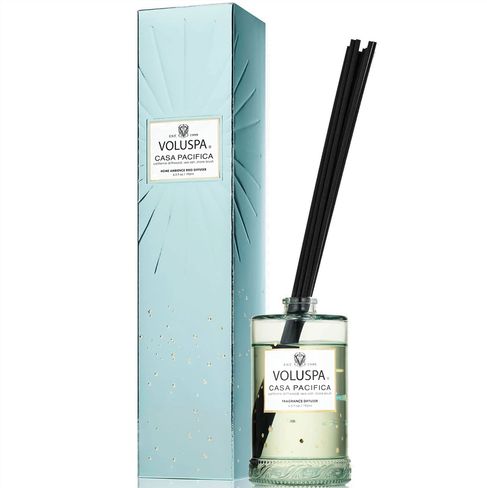 Voluspa Casa Pacifica diffuser with packaging on a white background