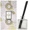 Voluspa Panjore Lychee diffuser with packaging featuring floral patterns.