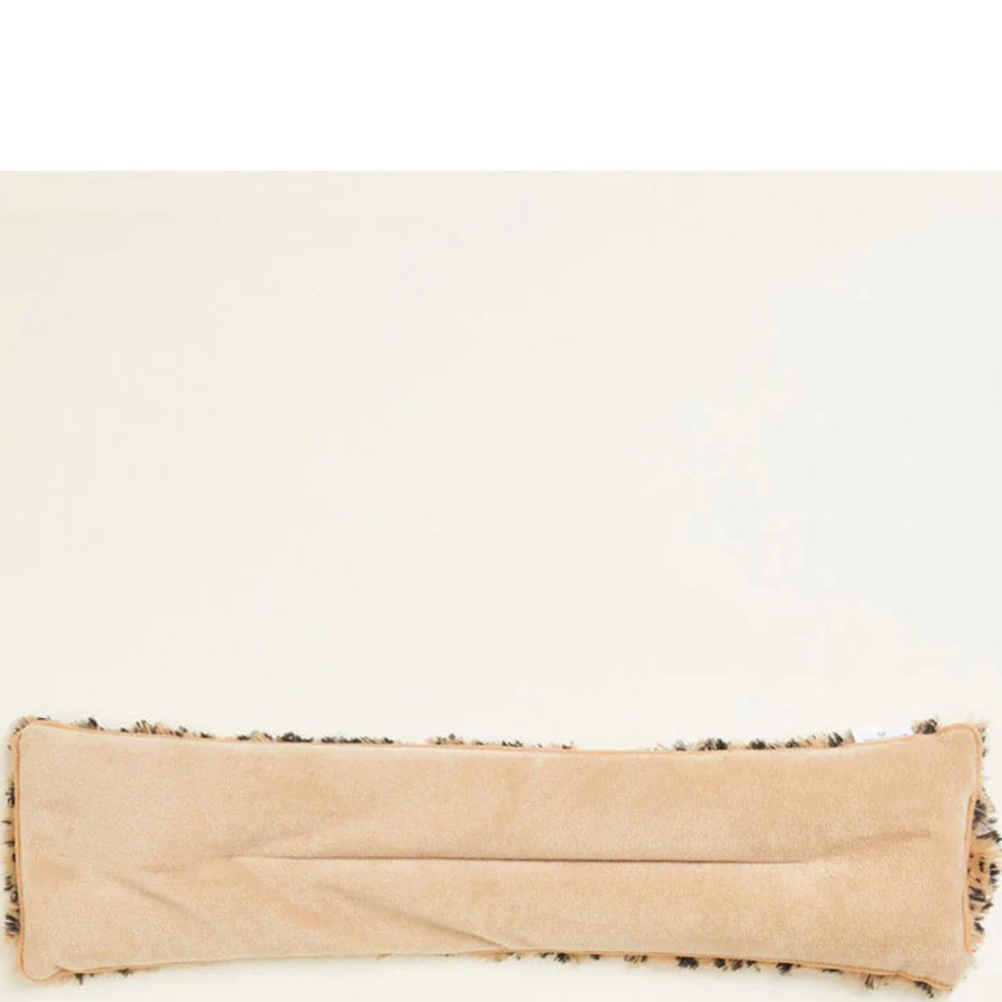 Beige neck wrap with decorative elements on a white background