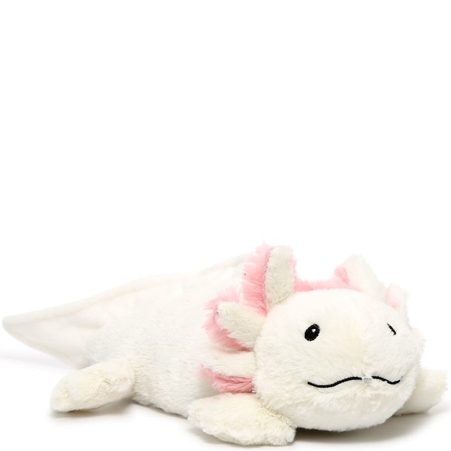 White plush toy with pink accents on a white background